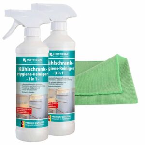 HOTREGA Kühlschrank Hygiene Reiniger 3in1 2x 500ml inkl. Microfasertuch Micro Top, Haushaltsgerätereiniger