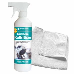 HOTREGA Küchen Kalklöser 500 ml + Microfasertuch 40 x 40 cm