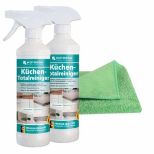 HOTREGA Küchen Totalreiniger 2x 500 ml inkl. Microfasertuch Micro Star, Küchenreiniger, Herdreiniger, Arbeitsplattenreiniger