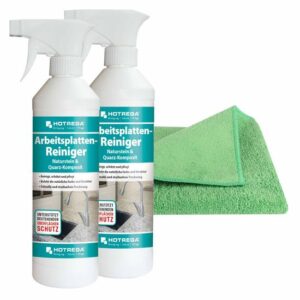 HOTREGA Arbeitsplatten Reiniger Naturstein & Quarz Komposit 2x 500ml inkl. Microfasertuch Micro Star