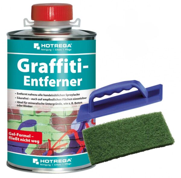 HOTREGA Graffiti Entferner 1 L SET + Handpadhalter + Handpad grün 11 x 25 cm – Bild 2