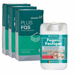 HOTREGA Fugen Festiger 5 Liter + 3x Quarzsand 10 kg - Gebrauchsfertige lösungsmittelfreie Kunststoffdispersion auf Acrylatbasis