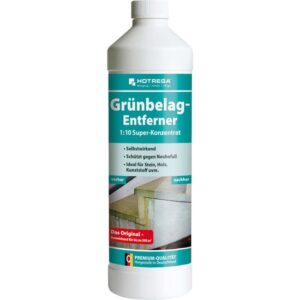 HOTREGA Grünbelagentferner Algen effektiv von Stein Holz Kunststoff und Keramik entfernen 1 L Grünbelag Entferner