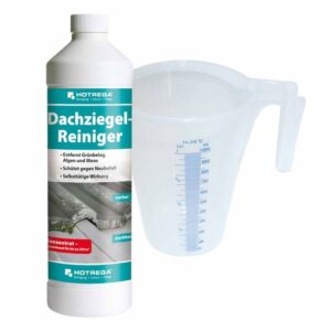 HOTREGA Dachziegel Reiniger Konzentrat - Dachreiniger, Ziegelreiniger 1 Liter SET + Messbecher 1L