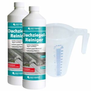 HOTREGA Dachziegel Reiniger Konzentrat 2L SET + Messbecher 1L - für bis zu 200m²