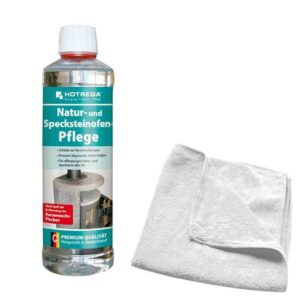 HOTREGA Natur und Specksteinofen Pflege 500 ml SET + Microfasertuch 40 x 40 cm