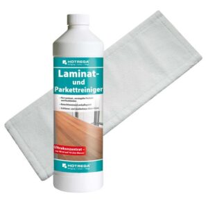 HOTREGA Laminat und Parkett Reiniger 1 L Konzentrat, Microfasermopp SET