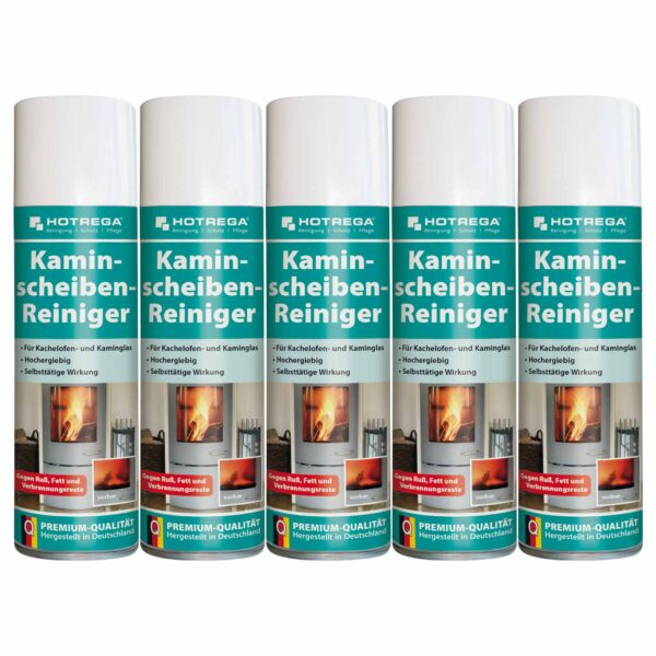5 Stück HOTREGA Kaminscheiben Reiniger mühelos Ruß vom Kaminglas entfernen Kachelofen Scheibe reinigen 300ml – Bild 2