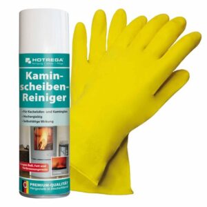HOTREGA Kaminscheiben Reiniger 300 ml SET + NITRAS Handschuhe Gr. 10