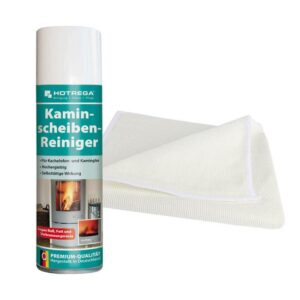 HOTREGA Kaminscheiben Reiniger 300ml inkl. Microfasertuch, Kamin Scheiben Schaum Reiniger Spray