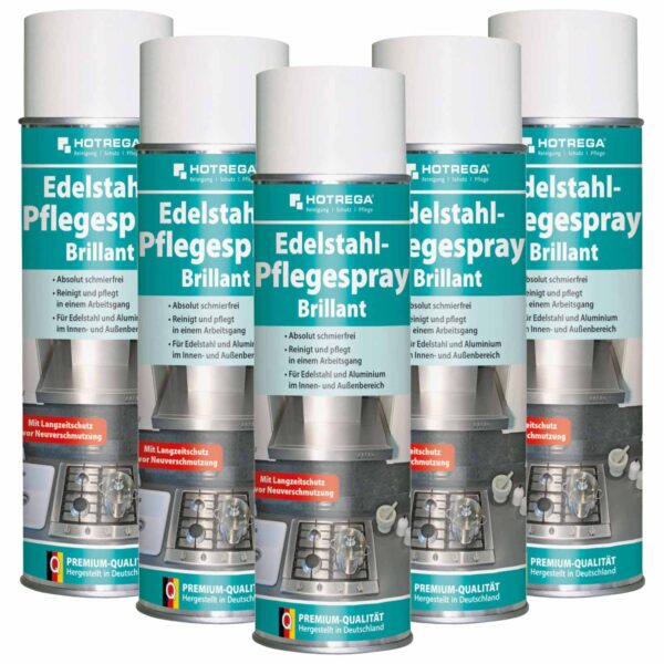 HOTREGA Edelstahl Pflegespray Brillant 500 ml - Edelstahlreiniger, Edelstahlpflege, Edelstahl Pflege Reiniger – Bild 2