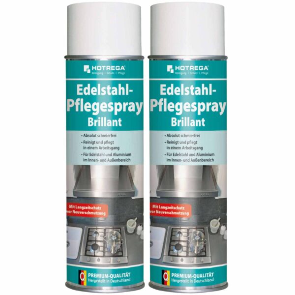 HOTREGA Edelstahl Pflegespray Brillant 500 ml - Edelstahlreiniger, Edelstahlpflege, Edelstahl Pflege Reiniger – Bild 2