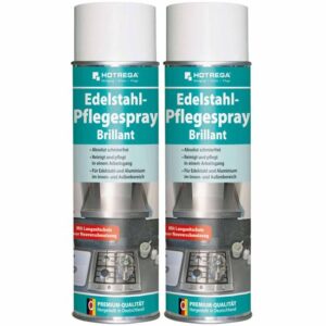 HOTREGA Edelstahl Pflegespray Brillant 500 ml - Edelstahlreiniger, Edelstahlpflege, Edelstahl Pflege Reiniger