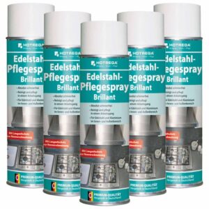HOTREGA Edelstahl Pflegespray Brillant 500 ml - Edelstahlreiniger, Edelstahlpflege, Edelstahl Pflege Reiniger