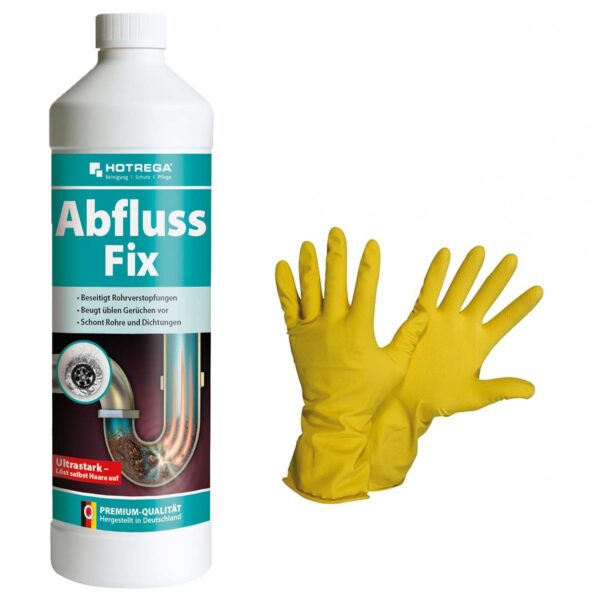 HOTREGA Abfluss Fix 1 L Konzentrat SET + NITRAS Handschuhe Gr. 10 – Bild 2