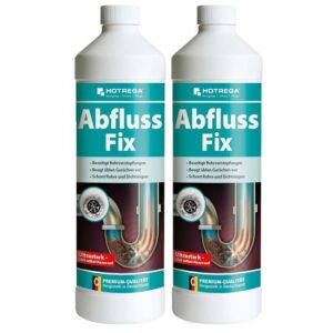 HOTREGA Abfluss Fix 1 L - Abfluss-Reiniger Konzentrat, gegen Rohrverstopfungen - 2 Stück