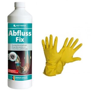 HOTREGA Abfluss Fix 1 L Konzentrat SET + NITRAS Handschuhe Gr. 10