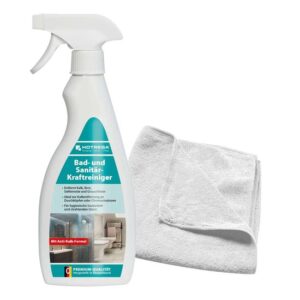 HOTREGA Bad- und Sanitär-Kraftreiniger 500ml + Microfasertuch - Kalk Reinigung