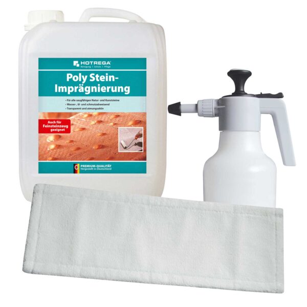 HOTREGA Poly Stein Imprägnierung 5 L SET + Druckspritze 1,5L + Microfasermopp 40 cm – Bild 2