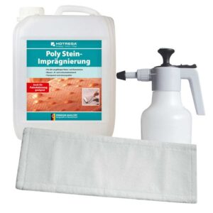 HOTREGA Poly Stein Imprägnierung 5 L SET + Druckspritze 1,5L + Microfasermopp 40 cm