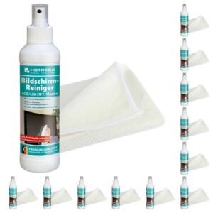 12 Stück HOTREGA Bildschirmreiniger LCD/Plasma & TFT 250 ml, Microfasertuch SET mit Anti-Statik-Schutz