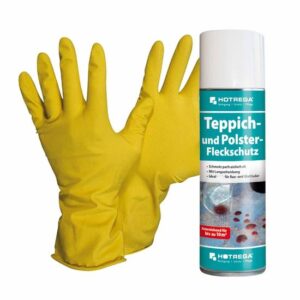 HOTREGA Teppich und Polster Fleckschutz 300 ml SET + NITRAS Handschuhe Gr. 10