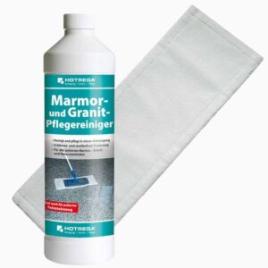 HOTREGA Marmor und Granit Pflegereiniger 1 L Konzentrat SET + Microfasermopp 40 cm
