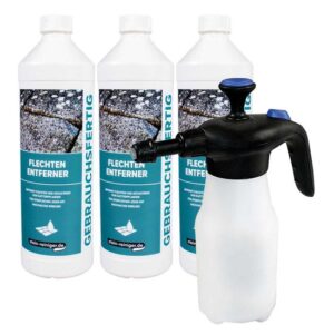 stein-reiniger 2 Flechten Entferner 3L inkl. Schaum Drucksprüher 1L, Pilz Entferner, für alle Steinflächen