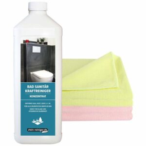 stein-reiniger.de: Bad Sanitär Kraftreiniger Konzentrat 1 L inkl. 4 Microfasertücher - Badreiniger, Sanitärreiniger