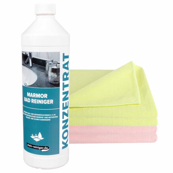 stein-reiniger Marmor Bad Reiniger 1 Liter inkl. 4 Microfasertücher Kalkentferner Sanitärreiniger Natursteinreiniger – Bild 2