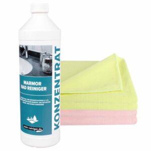 stein-reiniger Marmor Bad Reiniger 1 Liter inkl. 4 Microfasertücher Kalkentferner Sanitärreiniger Natursteinreiniger