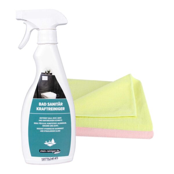 stein-reiniger Bad Sanitär Kraftreiniger 500 ml inkl. 2 Microfasertücher Micro Top, Badreiniger, Sanitärreiniger – Bild 2