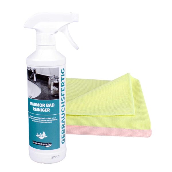 stein-reiniger Marmor Bad Reiniger 500 ml inkl. 2 Microfasertücher Kalkentferner Sanitärreiniger Natursteinreiniger – Bild 2