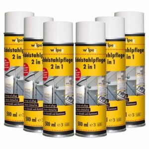 WILPEG Edelstahlpflege 2in1 500 ml, Pflegespray für Metall Edelstahl Alu Reinigungs-Spray