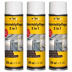 WILPEG Edelstahlpflege 2in1 500 ml, Pflegespray für Metall Edelstahl Alu Reinigungs-Spray