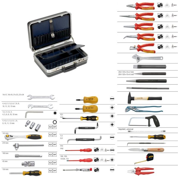 ELORA Elektrik Starter-Set PREMIUM 76-teilig inklusive Werkzeugkoffer – Bild 2