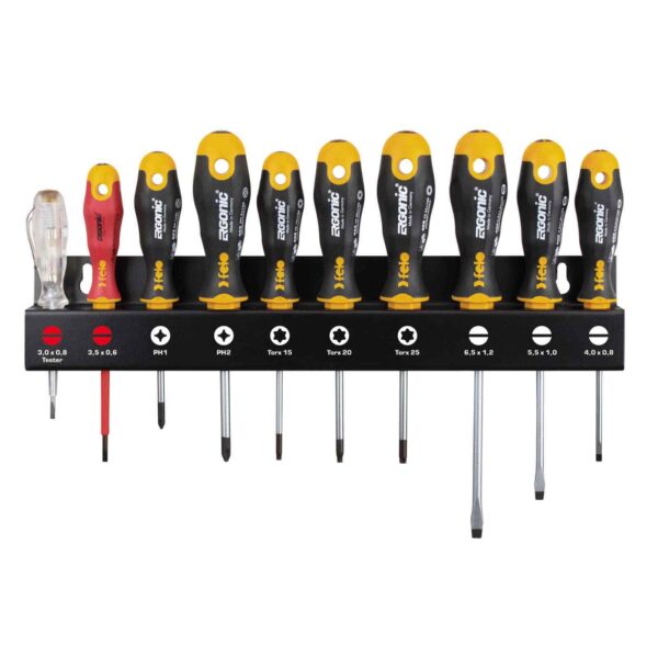 felo Schraubendrehersatz XL Ergonic Mechaniker 10-tlg. schlagfester Griffkern, elastischer Griffkörper, reduzierter Kraftaufwand – Bild 2