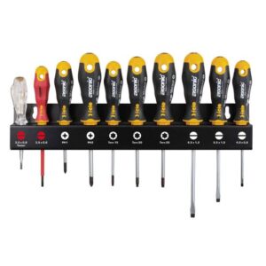 felo Schraubendrehersatz XL Ergonic Mechaniker 10-tlg. schlagfester Griffkern, elastischer Griffkörper, reduzierter Kraftaufwand