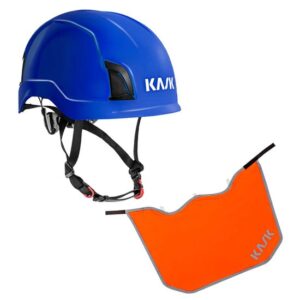 KASK Schutzhelm Zenith Industrie-Kletterhelm, Drehrad, EN50365, EN397 + KASK Nackenschutz orange mit BG Bau Förderung