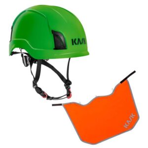 KASK Schutzhelm Zenith Industrie-Kletterhelm, Drehrad, EN50365, EN397 + KASK Nackenschutz orange mit BG Bau Förderung