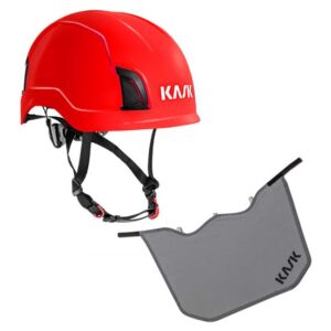 KASK Schutzhelm Zenith Industrie-Kletterhelm, Drehrad, EN50365, EN397 + KASK Nackenschutz grau mit BG Bau Förderung