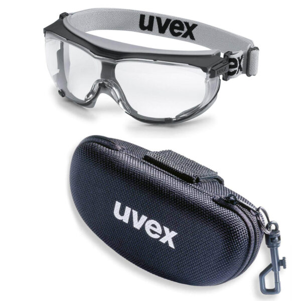 UVEX Vollsichtbrille carbonvision supravision extreme klar grau/schwarz im Set inkl. Brillenetui, Sicherheitsbrille, Arbeitsschutzbrille – Bild 2