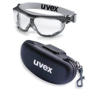 UVEX Vollsichtbrille carbonvision supravision extreme klar grau/schwarz im Set inkl. Brillenetui, Sicherheitsbrille, Arbeitsschutzbrille