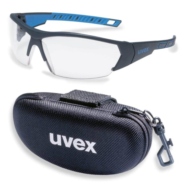 UVEX Schutzbrille i-works 9194171 anthrazit / blau mit UV-Schutz im Set inkl. Brillenetui - leichte und sportliche Sicherheitsbrille, Arbeitsschutzbrille – Bild 2