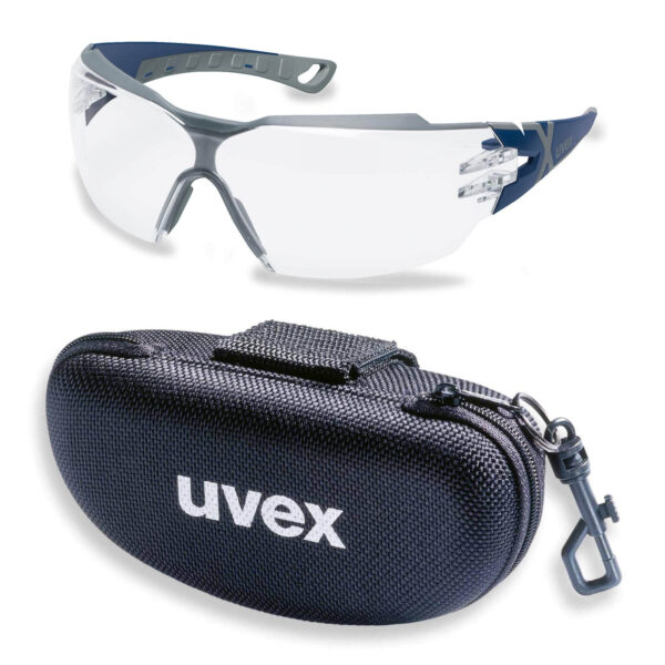 UVEX Schutzbrille pheos cx2 9198257 blau / grau mit UV-Schutz im Set inkl. Brillenetui - leichte und sportliche Sicherheitsbrille, Arbeitsschutzbrille - kratzfest, beschlagfrei, chemikalienbeständig – Bild 2