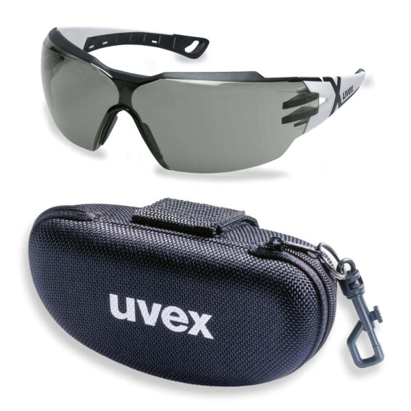 UVEX Schutzbrille pheos cx2 9198237 weiß / schwarz mit UV-Schutz im Set inkl. Brillenetui - leichte und sportliche Sicherheitsbrille, Arbeitsschutzbrille - kratzfest, beschlagfrei, chemikalienbeständig – Bild 2