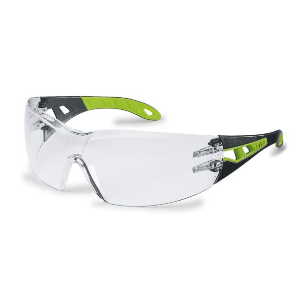 uvex Schutzbrille pheos 9192225 supravision excellence klar schwarz/grün kratzfest beschlagfrei, Sicherheitsbrille, Arbeitsschutzbrille – Bild 2