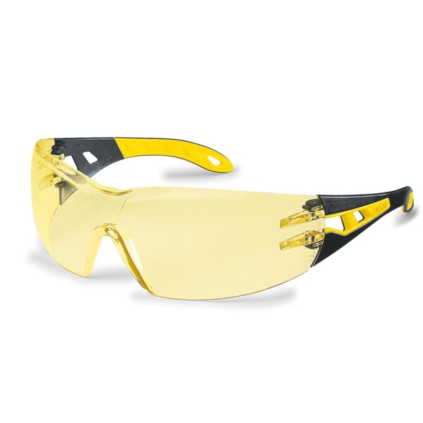 uvex Schutzbrille pheos supravision excellence bernstein schwarz/gelb kratzfest beschlagfrei, Sicherheitsbrille, Arbeitsschutzbrille – Bild 2