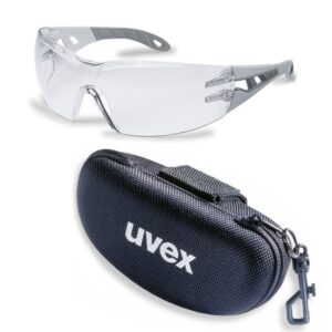 uvex Schutzbrille pheos supravision excellence klar hellgrau/grau im Set inkl. Brillenetui, Sicherheitsbrille, Arbeitsschutzbrille