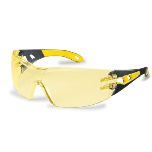 uvex Schutzbrille pheos supravision excellence bernstein schwarz/gelb kratzfest beschlagfrei, Sicherheitsbrille, Arbeitsschutzbrille